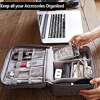 2 Layer Travel Cable Organizer Bag Grey and Travel Cord Tech Organizer Case Blue Small Size