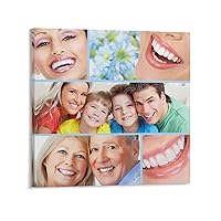 Teeth Whitening Smile Posters Orthodontics Poster Oral Health And Disease Wall Poster (3) Canvas Painting Posters And Prints Wall Art Pictures for Living Room Bedroom Decor 20x20inch(50x50cm) Frame-s