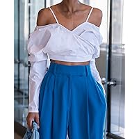 The Drop Women's White Off Shoulder Draped Crop Top by @signedblake