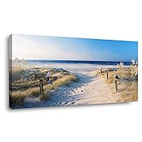 Beautiful Beach Ocean Coast Landscape Canvas Wall Art for Living Room Bedroom, Seagull Old Mailbox Seaside Scenery, Nature Scenic Picture Print Artwork Painting Decor, Inner Frame 20x40 Inches