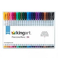 KINGART, Set of 24 Unique, Size 04 mm Fine Line Color Ink Pens, 24 Count (Pack of 1), Assorted Piece