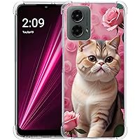 Case for Moto G 5G 2024,Brown Exotic Shorthair Cat Roses Drop Protection Shockproof Case TPU Full Body Protective Scratch-Resistant Cover for Motorola Moto G 5G 2024/Moto G 5G 3rd Gen