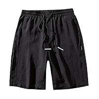 Men's Shorts 11 Inch Inseam Cool Straight Breathable Shorts Drawstring Loose Casual Mens Shorts Short Length