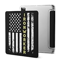 Ironworker American Flag Stand Case Soft PU Leather Cover with Pen Holder Auto Sleep Wake Cover Compatible with IPAD Pro 2020 （11in）