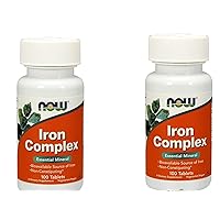 2 Bottles of NOW Foods IRON COMPLEX 100 Tabs