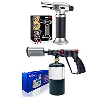 2 Pack Powerful Cooking Torch Lighter - Culinary Kitchen Torch, Sous Vide, Charcoal Lighters Campfire Starter, Flame Thrower Fire Grill Gun for Searing Steak, Creme Brulee, BBQ(Tank Not Included)