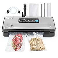Food Vacuum Sealer Machine 10-In-1 with Bag Storage(Up to 20FT) and Cutter, INKBIRD Food Sealer Vacuum Sealer for Food with Moist/Dry/Canitster 5 Food Modes, Starter Kits Bags*5 and Bag Roll*1, 85KPa