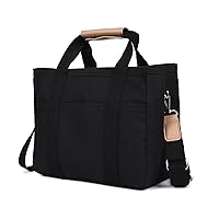Valleycomfy Canvas Tote Bag with Multiple Pockets Shoulder Bag Handbag with Handle for Women
