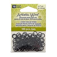 Artistic Wire 18 Gauge, Chain Maille Rings, Round, Black, 15/64 in / 5.95 mm, 100 pc