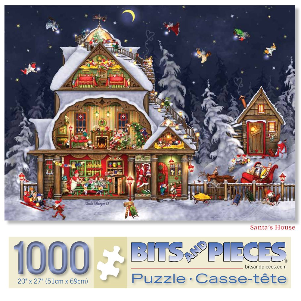 Bits and Pieces - 1000 Piece Jigsaw Puzzle for Adults - Santa's House - 1000 pc Christmas, North Pole Jigsaw by Artist Tuula Burger