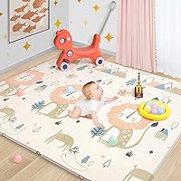 Baby Playmat for Crawling,0.6in Thick Extra Large Foldable Play Mat for Baby, Waterproof Non Toxic Anti-Slip Reversible Foam Playmat for Toddlers Kids(79 * 71 * 0.4)
