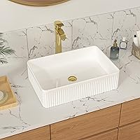 Vessel Sink rectangle - Sarlai 19x 13 Inch White Bathroom Sink Above Counter rectangle Modern Porcelain Ceramic Bathroom Vessel Vanity Sink Art Basin Glossy White