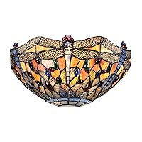 Elk Home Dragonfly 1-Light Sconce - in Dark Bronze Finish, with Tiffany Glass, Traditional Style