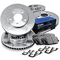 R1 Concepts Front Rear Brake Rotors with Semi Metallic Pads and Sensor Wire Compatible For 2014-2019 Mercedes-Benz CLA250