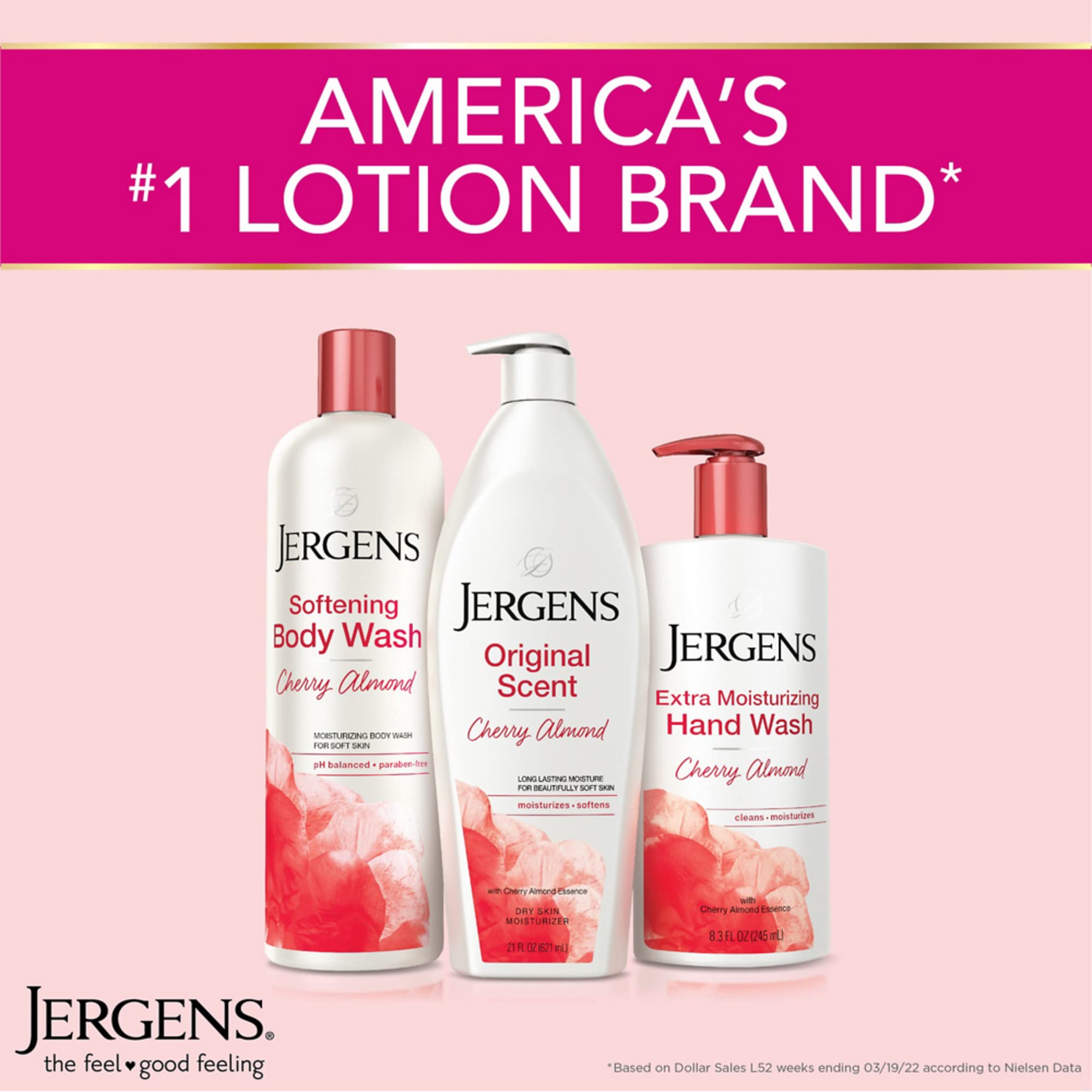 Jergens Extra Moisturizing Hand Soap, Liquid Hand Soap Refill Cherry Almond Scent, Hand Wash For Dry Hands, 16 Ounces