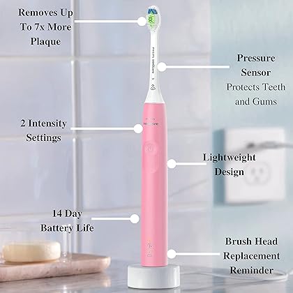 Philips Sonicare Electric Toothbrush DiamondClean, Rechargeable Electric Tooth Brush with Pressure Sensor, Sonic Electronic Toothbrush, Travel Case, Pink