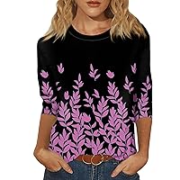 3/4 Sleeve Shirts for Women Dressy Cotton Tops for Women 3/4 Sleeve Tie Dye T Shirts for Women Purple Blouses for Women Dressy Casual Womens Orange Tops 3/4 Sleeve T-Shirts Pink L