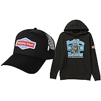 Happy Dad Hat & Hoodie (L) Bundle, Trendy Mens Hats, Graphic Pullover Fleece Sweatshirt