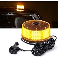 Xprite Amber Yellow 240 LED Emergency Warning Rotating Strobe Beacon Light, 14 Flash Modes Revolving Safety Caution Lights with Magnetic Mount, for 12V Vehicle Truck Snow Plow