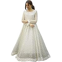 Jessica-Stuff Women Embroidered Georgette Blend Stitched Anarkali Gown Wedding Dress (17060)