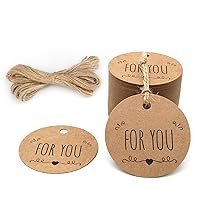 G2PLUS for You Tags, 100PCS Kraft Paper Gift Tags with String, 2'' Round for You Gift Name Tags, Wedding Favors Tags for Art & Craft, Gift Wrapping, Valentines, Thanksgiving