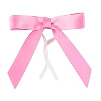 Restaurantware - Gift Tek 3 x 2.5 Inch Satin Ribbon Bows, 4000 Twist Tie Bows - Pre-Tied, Vibrant, Pink Polyester Gift Wrapping Bows, for Treat Bags, Crafts, Packages, Decoration- Restaurantware
