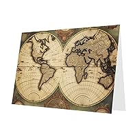 Vintage Old World Map Blank Greeting Cards With White Envelopes 4 X 6 Inch Thank You Cards For All Occasions, Christmas Holiday Wedding Birthday