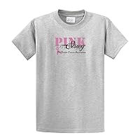 Breast Cancer Awareness Pink Ribbon Strong for Cancer Cause Cure Life Unisex Adult Short Sleeve T-shirt-Lightgrey-6xl