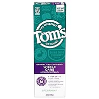 Tom's of Maine Whole Care Natural Toothpaste with Fluoride, Spearmint, 4 oz. (Packaging May Vary)