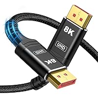 Capshi VESA Certified 1.4 8K DisplayPort Cable 20 FT, DP Cable 10FT (8K@60Hz, 4K@144Hz, 2K@240Hz) HBR3 Support 32.4Gbps, HDCP 2.2, HDR10 FreeSync G-Sync for Gaming Monitor 3090 Graphics PC
