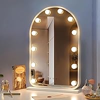 Hollywood Mirror with Lights Makeup Mirror for Bedroom, Large Vanity Lighted up Mirror with 12 Dimmable Bulbs Smart Touch Control 3 Color Lighting Modes(White)