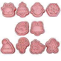 10pcs 3D Cartoon Christmas Biscuit Mold Cookie Mold Press DIY Baking Accessories Cookie Cutter Set Cookie Cutters Biscuit Molds Press Baking Plastic