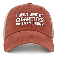 I ONLY Smoke Cigarettes When I’M Drunk Trucker Hat Women Funny Mesh Hats for Summer