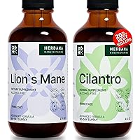 Lion's Mane Mushroom and Cilantro Leaf Liquid Extracts - Natural Herbal Tincture Supplements - High Potency 4 Fl Oz (Pack of 2)