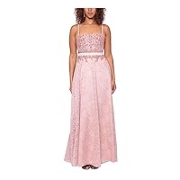 Betsy & Adam Womens Beaded Maxi Evening Dress Pink 4