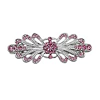 Faship Gorgeous Pink Rhinestone Crystal Small Floral Hair Barrette Clip