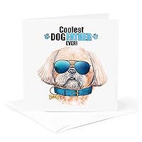 3dRose Greeting Card - Adorable Shih Tzu Dog for the Pet Dad on Fathers Day in Sunglasses - Dogs Rule Collection