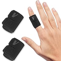 Finger Splints, 2PCS Finger Buddy Straps, Compression Finger Wraps for Sport Basketball Tennis and Volleyball Badminton - Black, One Finger-M