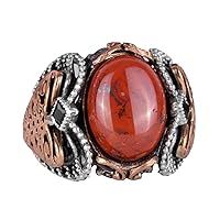 Real Natural Red Bloodstone Gemstone Ring, 925 Solid Sterling Silver Ring For Men, Unique Ring