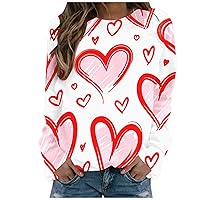 Women's Sweatshirts Valentine Letter Print Crew Neck Sweater Soft Dating Thanksgiving Shirt