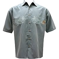 Bamboo Cay Mens Hawaiian Pineapple, Tropical Style Embroidered Camp Shirt