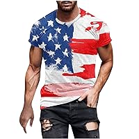 Distressed USA Flag - 4th of July Men's T-Shirt Casual 2024 Summer T-Shirts for Men American Flag Patriotic Shirts