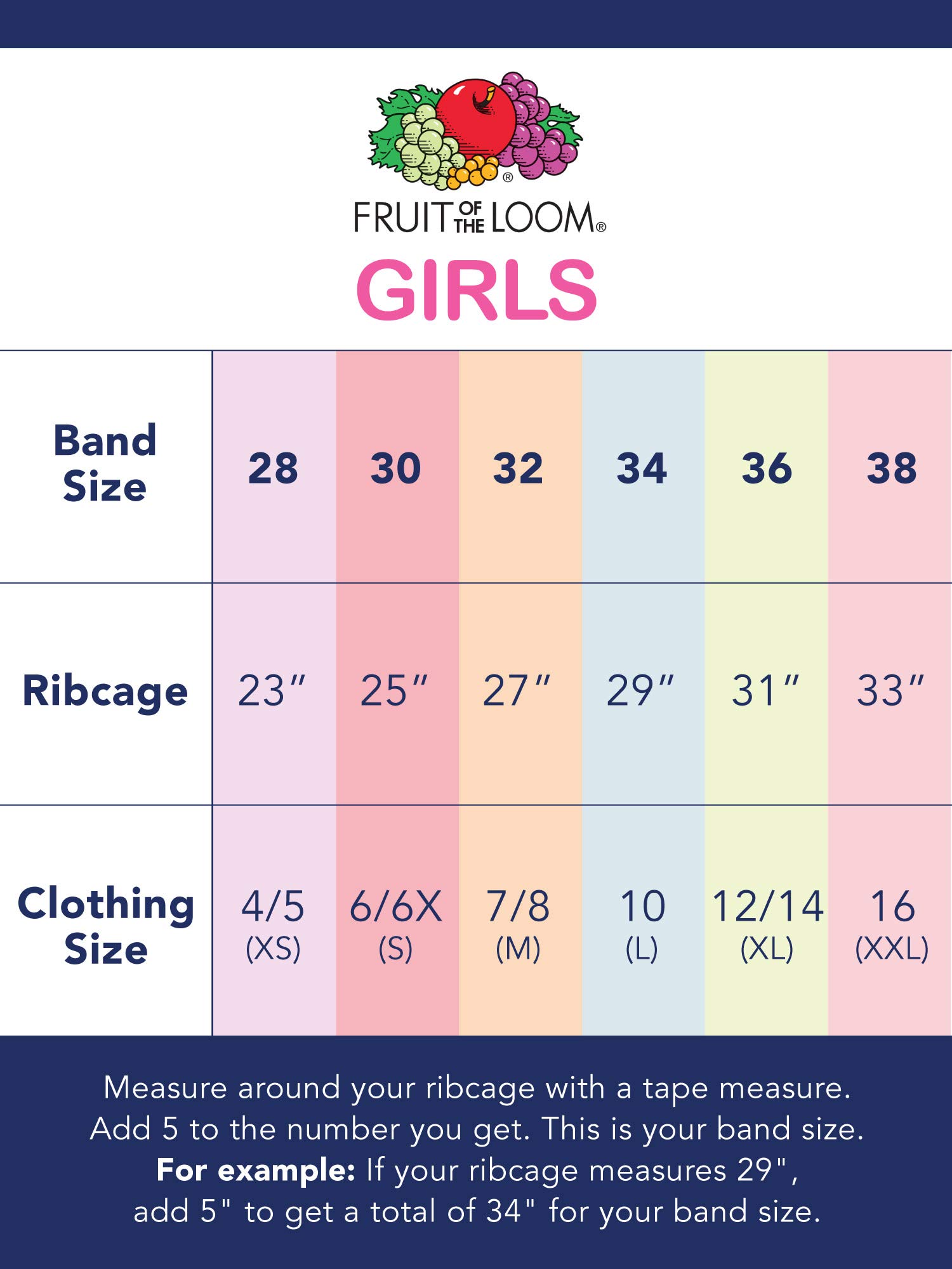 Fruit of the Loom Big Girls' Cotton Built-Up Stretch Sports Bra