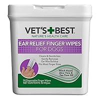 Ear Relief Finger Wipes | Ear Cleansing Finger Wipes for Dogs | Sooths & Deodorizes | 50 Disposable Wipes