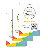 Google Review Cards - QR & Tap NFC - 3-Cards Pack - Reusable Google QR & Tap NFC Review Card - iPhone & Android - Boost Google Business Reviews | Powered by TapFive (3-Cards Pack)