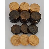 30 Olive Wood Chips - Backgammon Checkers from Natural Greek Olive Root