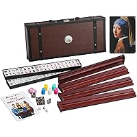 166 American Western Mahjong Mah jongg Set Suitcase Limited Edition Embedded Masterpiece Background in Leather Suitcase Girl Pearl