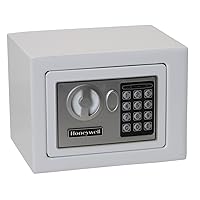 Safes & Door Locks - Bolt Down Small Safe Box with Digital Lock for Home - Steel Security Electronic Lock Box - Cabinet & Door Design Safe with 2 Keys - 0.17-Cubic Feet - White - 5005W