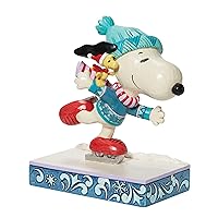 Enesco Peanuts by Jim Shore Snoopy and Woodstock Ice Skating Figurine, 6.25 Inch, Multicolor