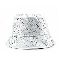 Women's Rhinestone Bucket Hat, Cotton Sun Hat, Breathable Bling Hat, Summer Travel Beach Vacation Gift